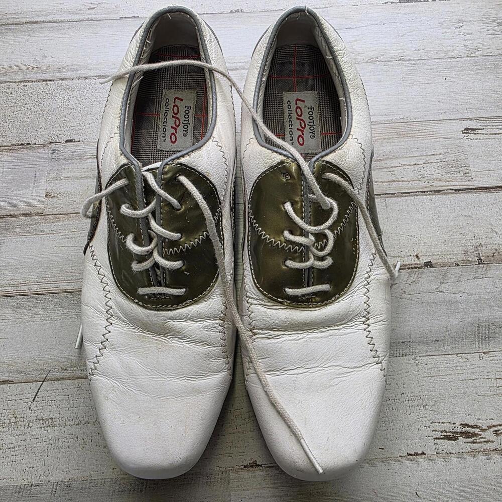FootJoy LoPro Collection Women's White Green Golf Shoes 97075 Size 8.5 M